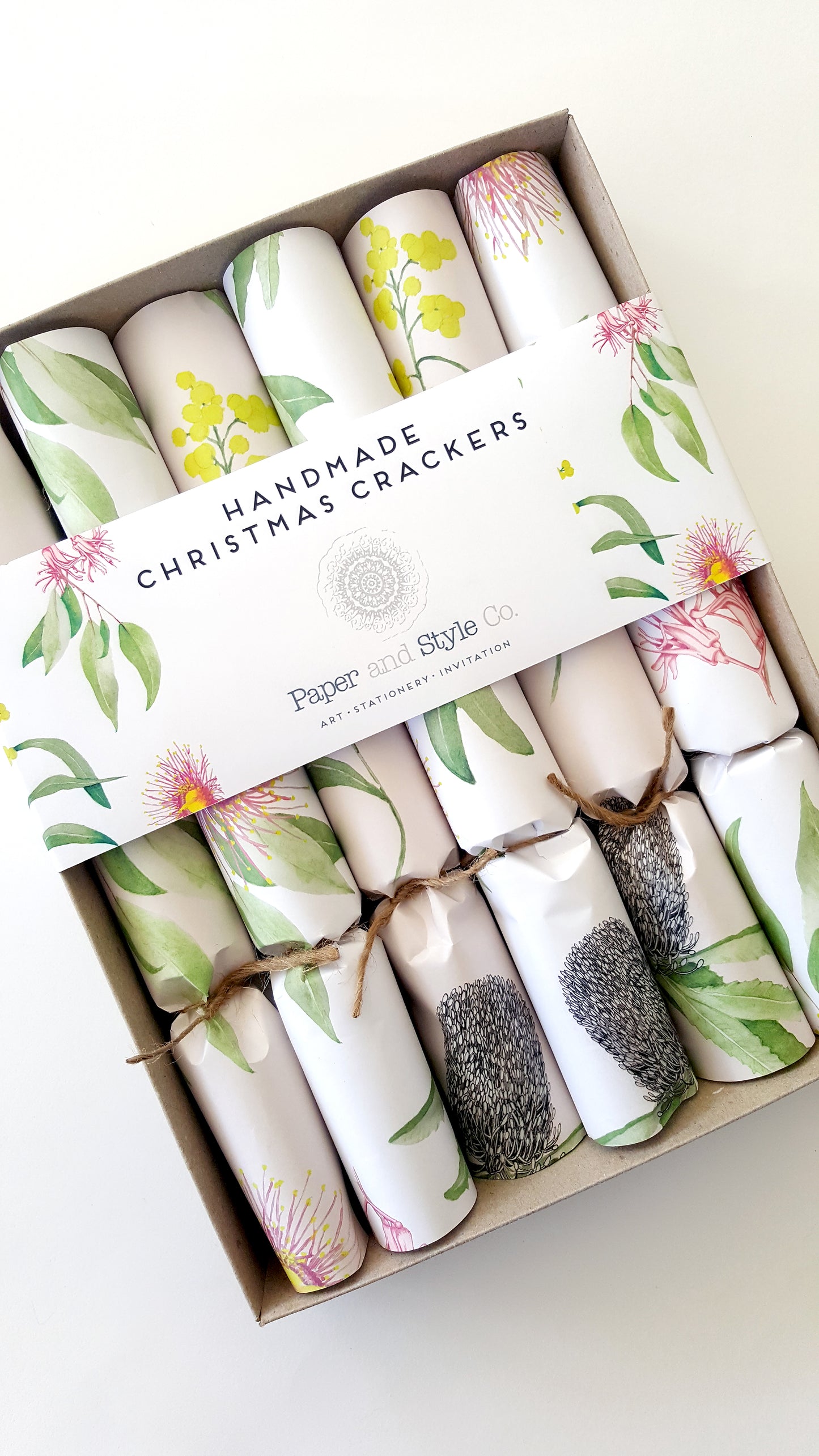 Christmas Crackers, pack of 6 packaged in a kraft box