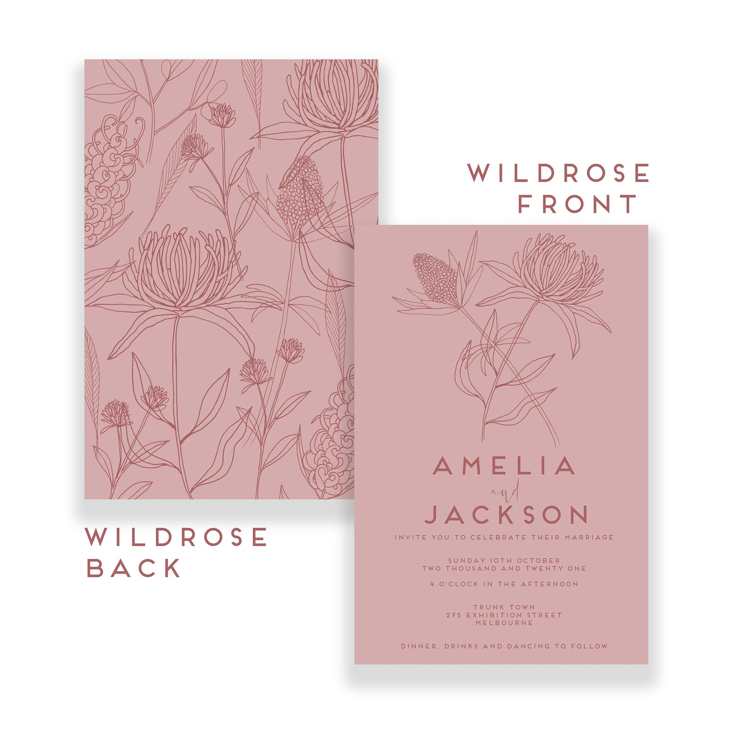 wildflower design, wedding invitation, botanical invites, hand drawn botanicals