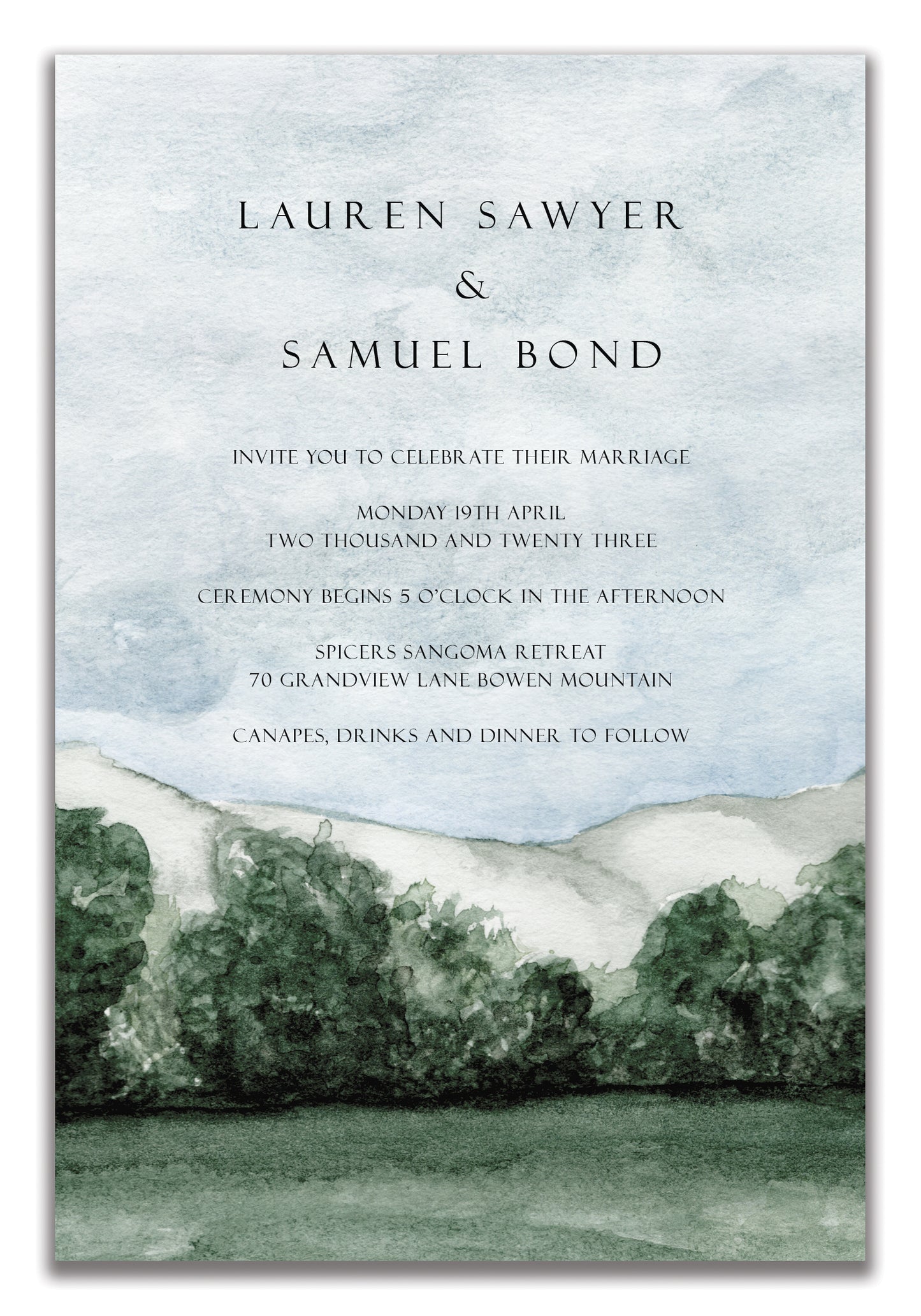 VINTAGE Landscape Wedding Invitation