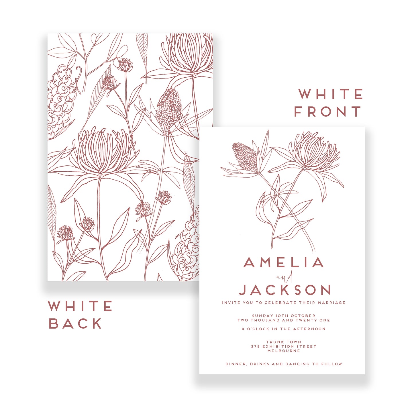 wildflower design, wedding invitation, botanical invites, hand drawn botanicals