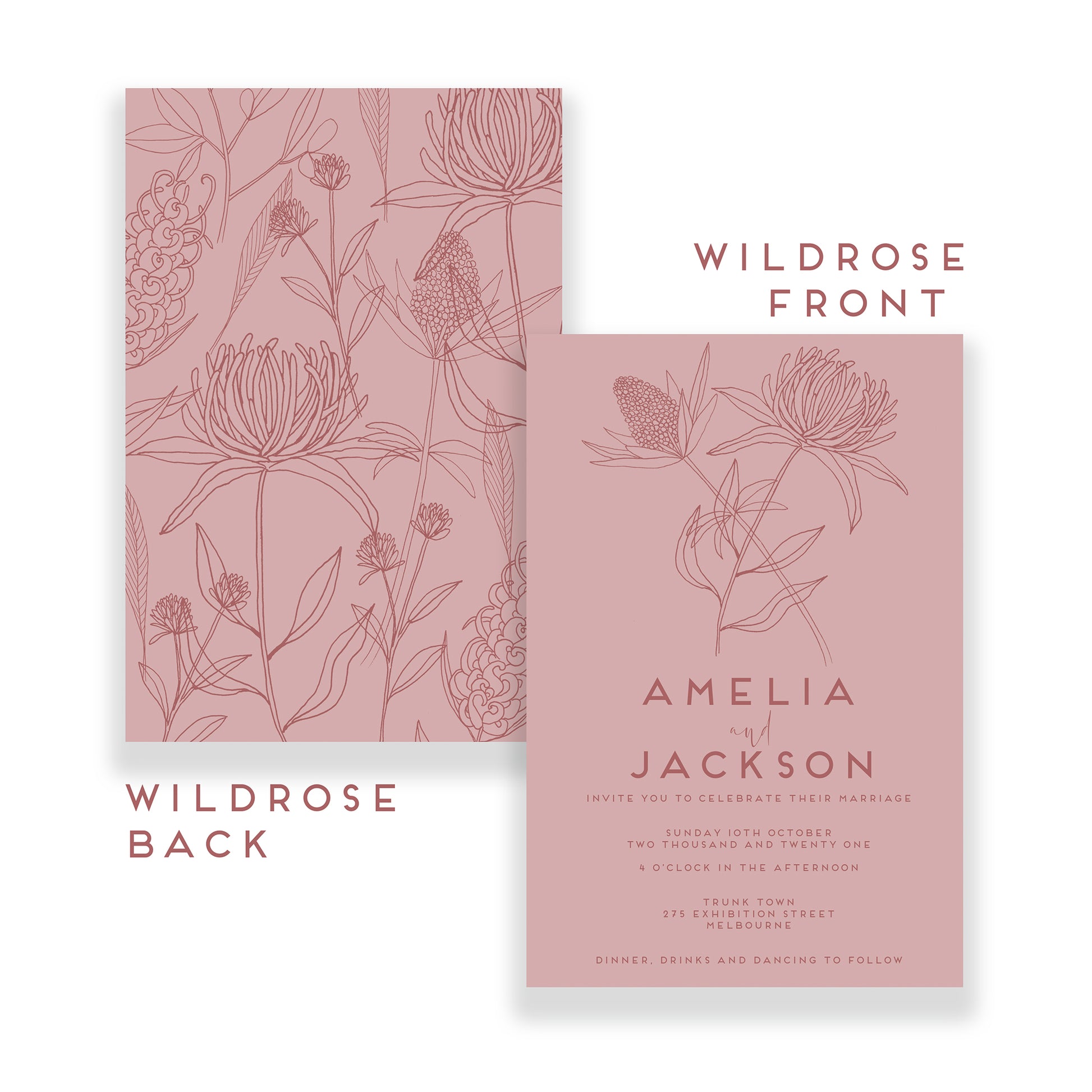 wildflower design, wedding invitation, botanical invites, hand drawn botanicals