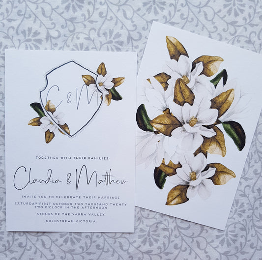 CREST Magnolia Design/Wedding Invitation