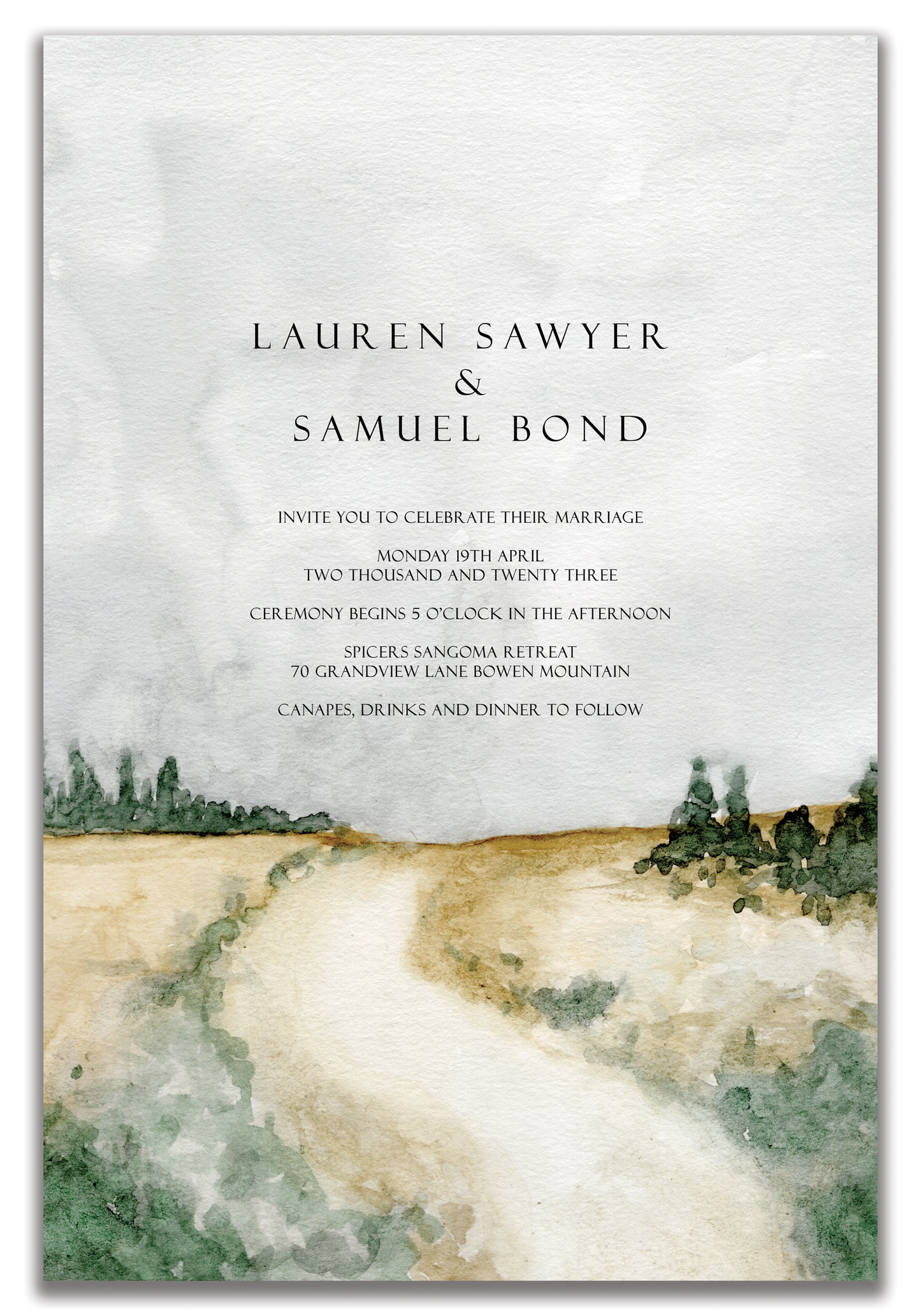 VINTAGE Landscape Wedding Invitation