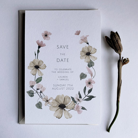Pressed Flowers Invitation/WEDDING Invite/Botanical Invite/Vintage Pressed Flowers