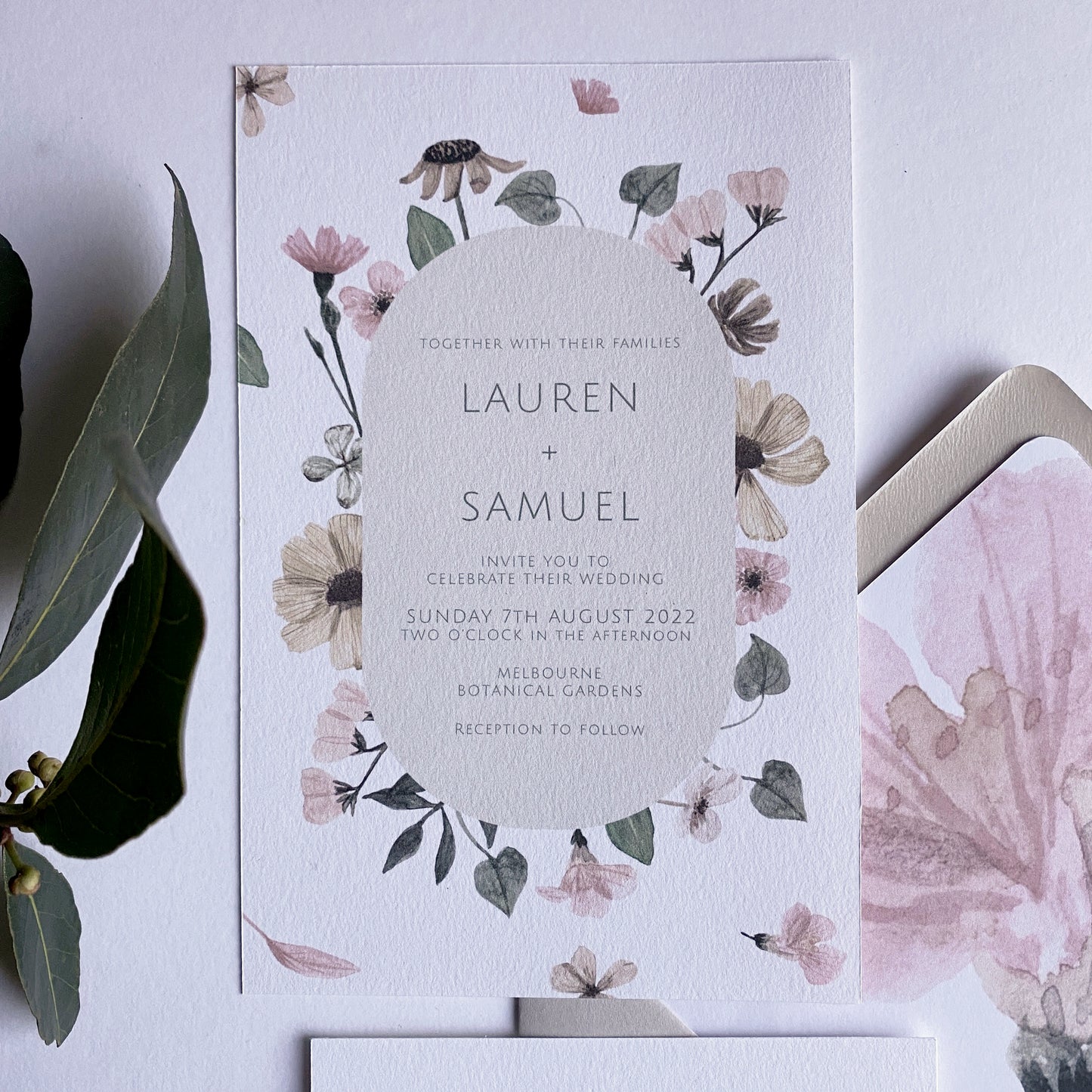 Pressed Flowers Invitation/WEDDING Invite/Botanical Invite/Vintage Pressed Flowers