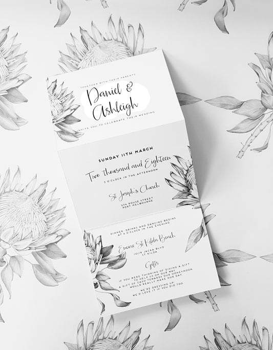 TRIFOLD PROTEA-Wedding Invitation