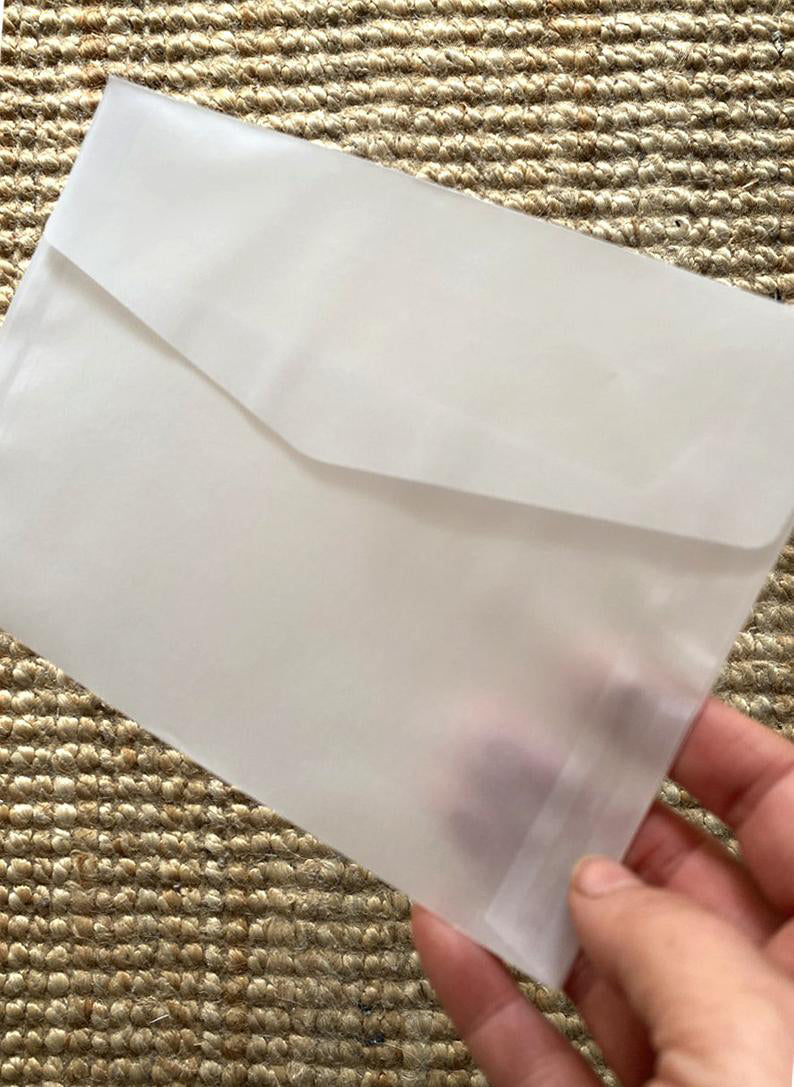 vellum envelope, translucent envelope, see through envelope